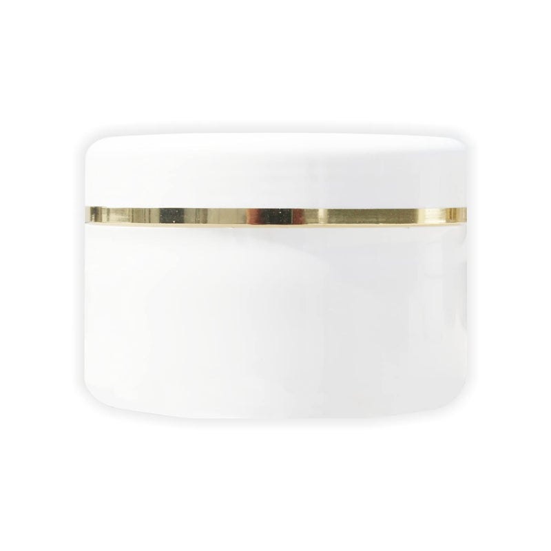 Myoc MYOC White Plastic Jar Storage Container with Dome Shape Golden Rim Portable Refillable Reusable Cosmetic Empty Screw Cap Jar for Preparations of Face Cream Lip Balm Lotion Gel 100gm Pack of 6  - Image 2