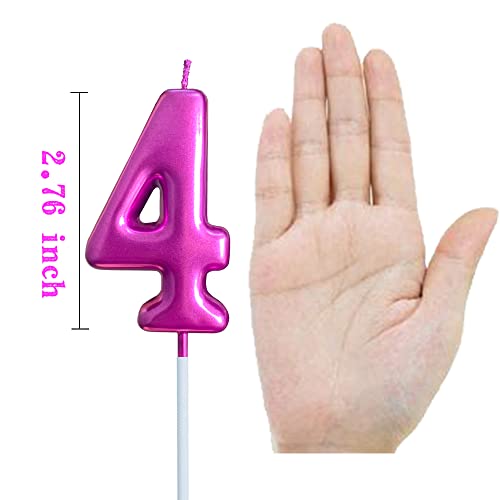 XNOVA 4th Birthday Candle Four Years Purple Happy Birthday Number 4 Candles for Cake Topper Decoration for Party Kids Adults Numeral 40 14 54 84 47 24 64 14 - Image 2