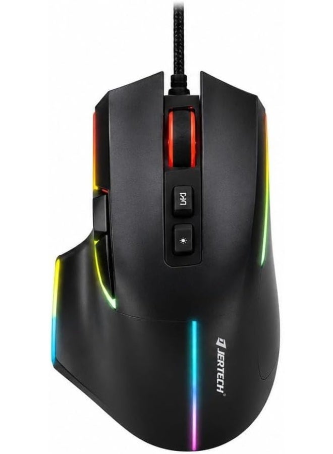 جيرتك ماوس الألعاب JR860 سلكي بمنفذ USB - دقة 4800 نقطة في البوصة بصرية / 60 بوصة في الثانية / 20G / 7 أزرار - إضاءة خلفية RGB Chroma - 10 ملايين نقرة - لأجهزة الكمبيوتر المحمولة والمكتبية | أسود - Image 2