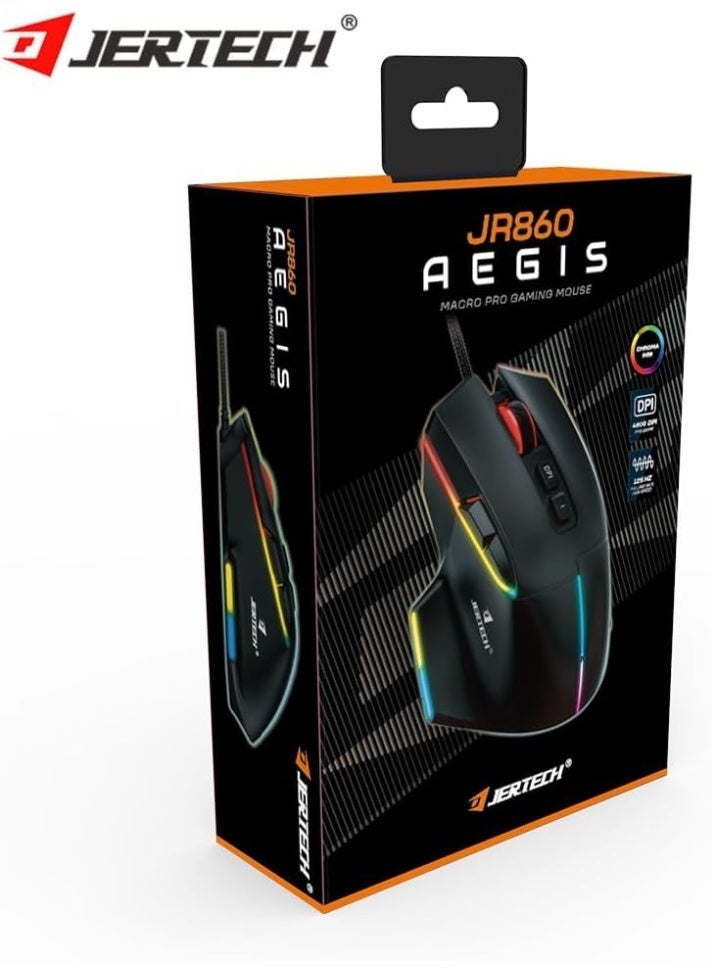 جيرتك ماوس الألعاب JR860 سلكي بمنفذ USB - دقة 4800 نقطة في البوصة بصرية / 60 بوصة في الثانية / 20G / 7 أزرار - إضاءة خلفية RGB Chroma - 10 ملايين نقرة - لأجهزة الكمبيوتر المحمولة والمكتبية | أسود - Image 5
