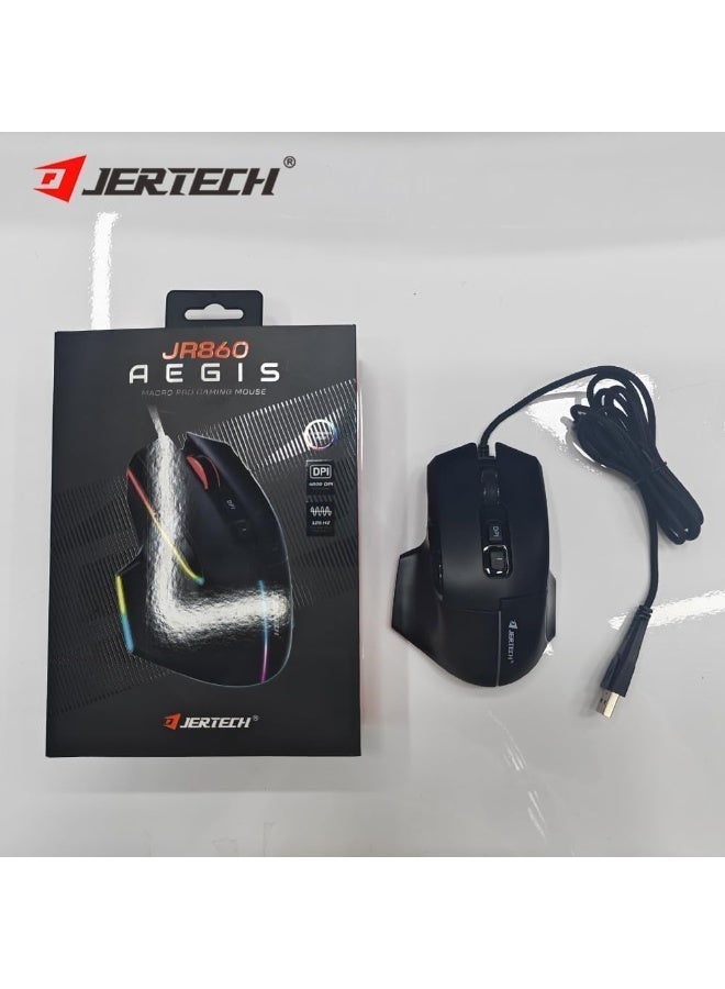جيرتك ماوس الألعاب JR860 سلكي بمنفذ USB - دقة 4800 نقطة في البوصة بصرية / 60 بوصة في الثانية / 20G / 7 أزرار - إضاءة خلفية RGB Chroma - 10 ملايين نقرة - لأجهزة الكمبيوتر المحمولة والمكتبية | أسود - Image 4