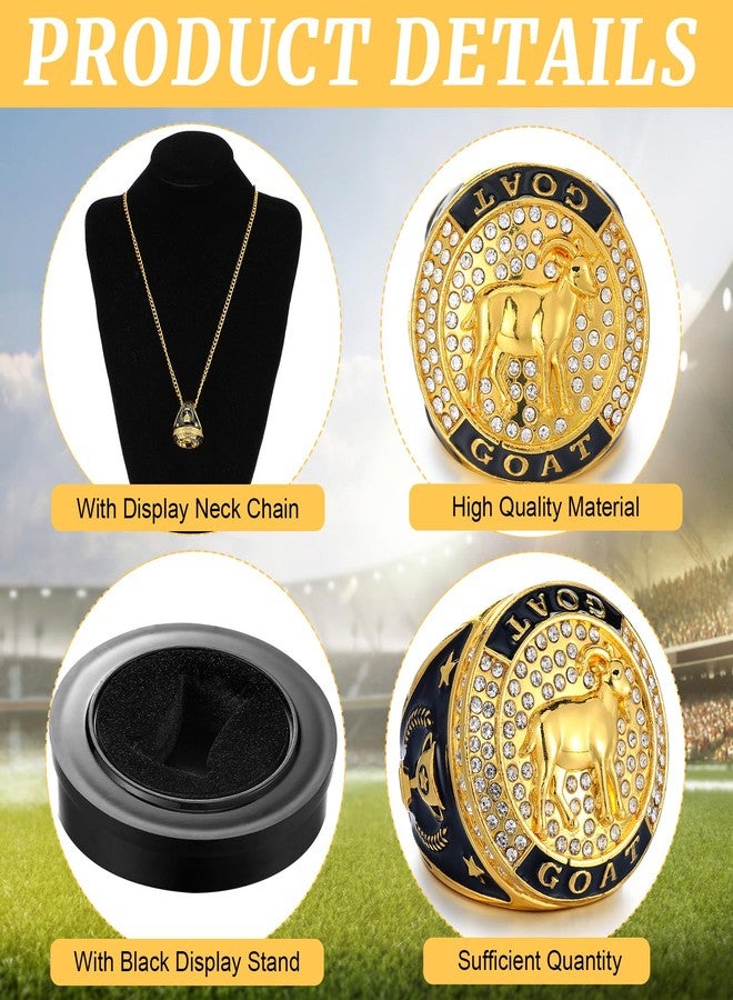 Highergo 10 Pcs Goat Championship Trophy Ring with Display Neck Chain and Stand Goat Medal Award Gift Greatest of All Time for Tournament or League Champion Winner Sports Award (Classic) - Image 3