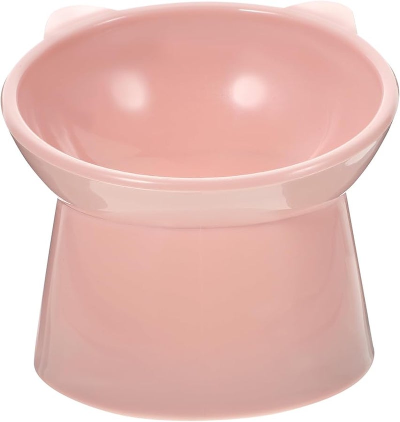 Pink Raised Slow Feed Pet Bowl With Neck Guard For Cats And Small Dogs - Image 1