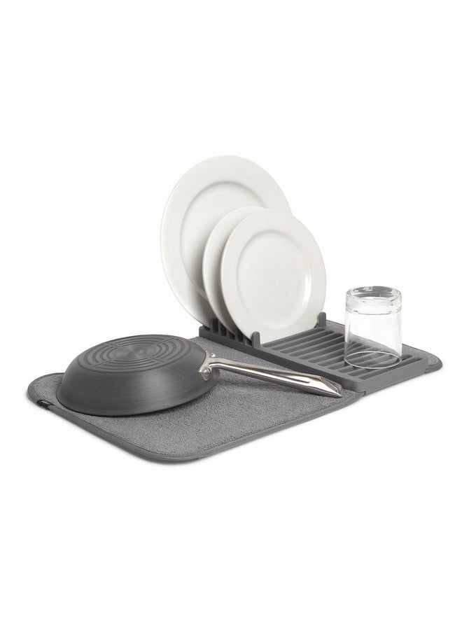 Umbra Udry Mini Dish Rack and Drying Mat, Charcoal, 20 x 13", - Image 1