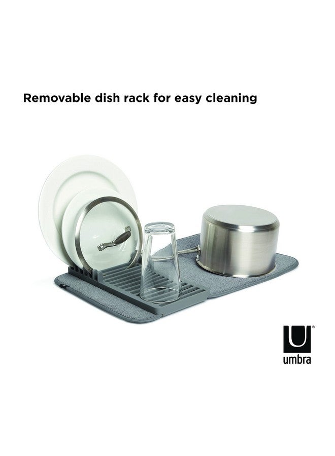 Umbra Udry Mini Dish Rack and Drying Mat, Charcoal, 20 x 13", - Image 4