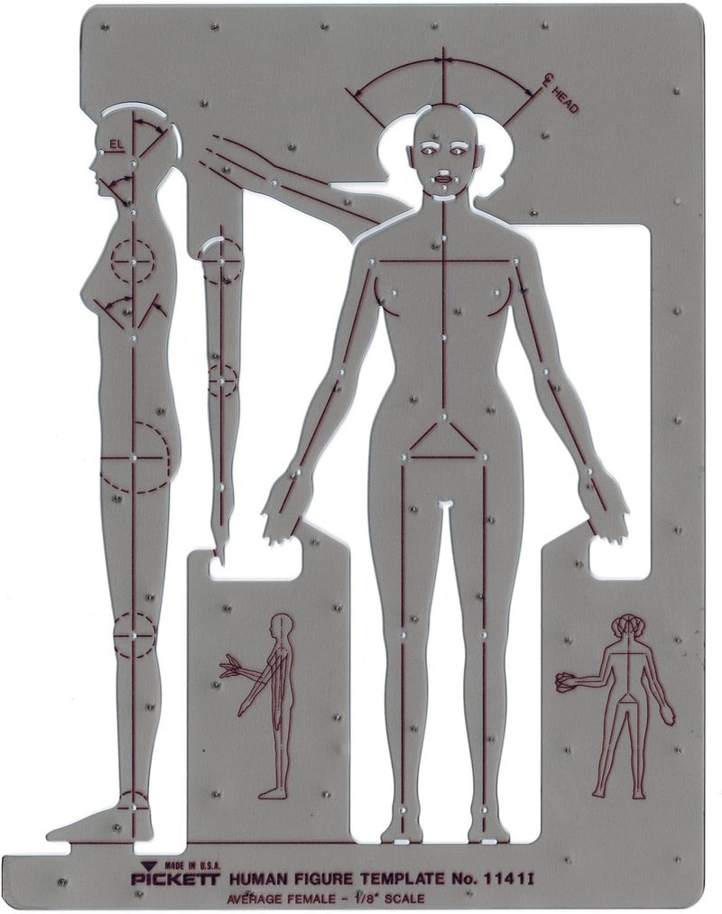 Pickett Female Human Figure Template - 1/8 Scale for Graphic Illustrations - Image 1