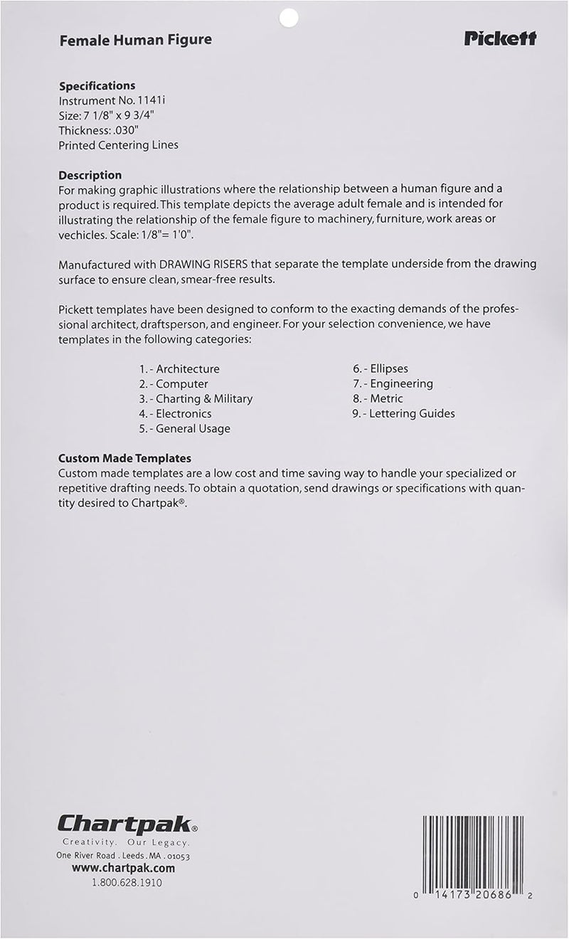 Pickett Female Human Figure Template - 1/8 Scale for Graphic Illustrations - Image 2