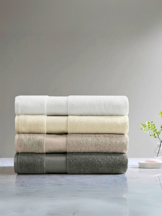 1CHASE Pack of 2 - Luxury Cotton Bath Towel, Beige 70x140cm - Image 2