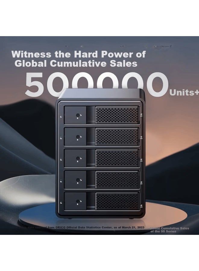 Orico حاوية قرص صلب أوركو متعددة المآخذ 3.5 بوصة USB 3.0 SATA قفص قرص صلب ميكانيكي تخزين RAID خارجي بخمسة مآخذ مع RAID + 2x4TB محركات حمراء - Image 1