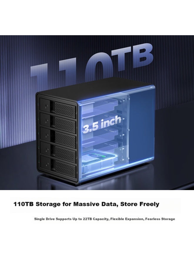 Orico حاوية قرص صلب أوركو متعددة المآخذ 3.5 بوصة USB 3.0 SATA قفص قرص صلب ميكانيكي تخزين RAID خارجي بخمسة مآخذ مع RAID + 2x4TB محركات حمراء - Image 5