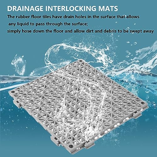 EVANCENT 12” x 12” Drainage Interlocking Floor Tiles, 12 Pack Non-Slip Pool Deck Drain Tiles for Flooring, Soft PVC Splicing Modular Cushion Mats, Rubber Floor Tiles with Holes for Shower Basement Garage Shed - Image 5