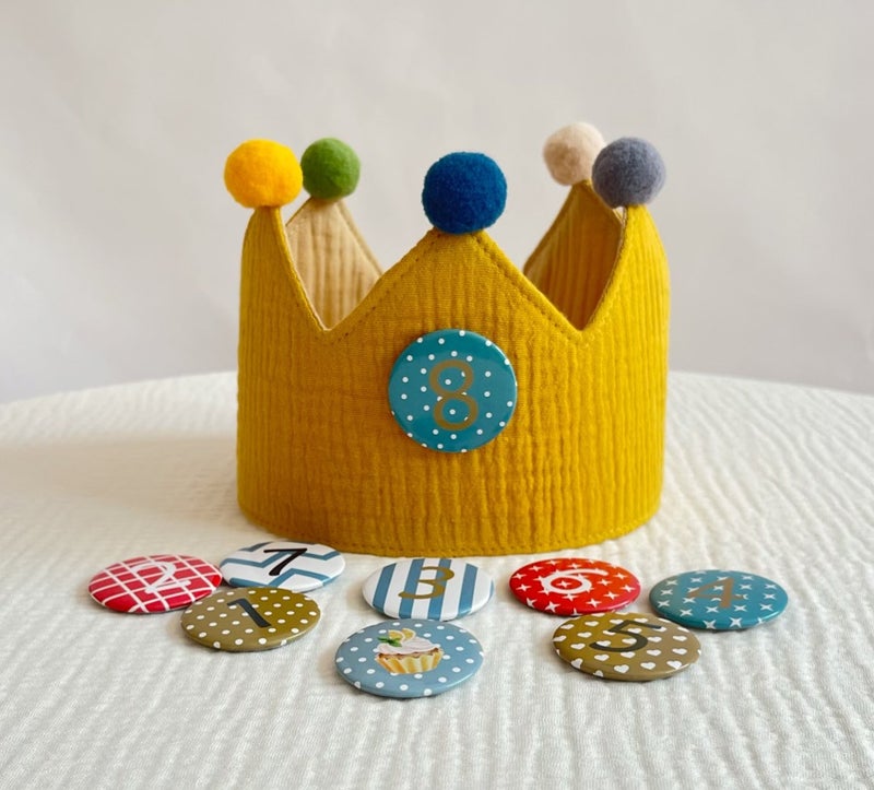 Generic Korean Style Kids Birthday Crown Hat Yellow Round Crown