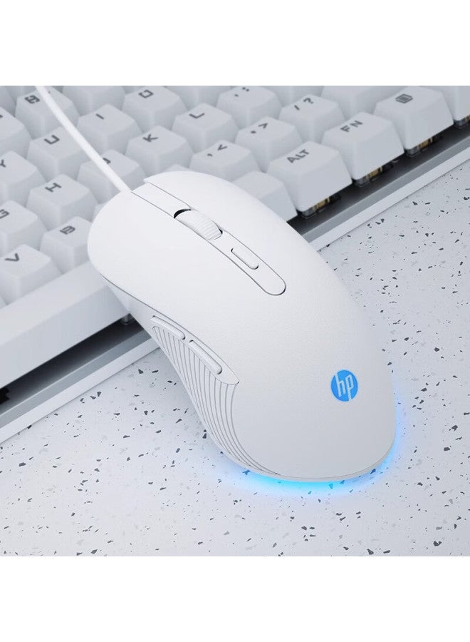 Hp Wired Gaming Mouse For E-sports, Laptop And Desktop, For Men And Women, Office Computer, Rgb Lighting Effects, Lol, Pubg, External Device, Cf White, Quiet Operation - Image 2