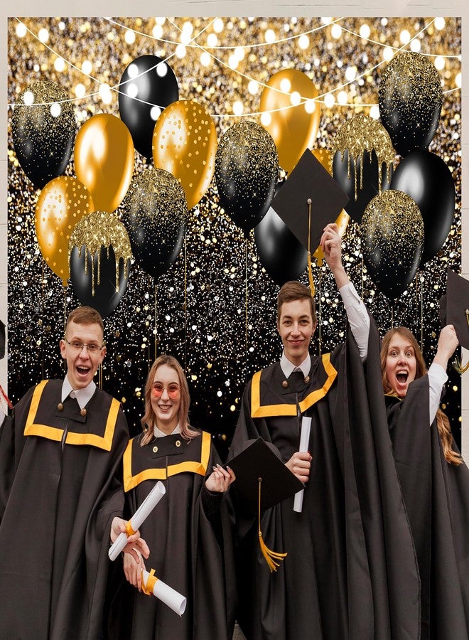 Avezano Black and Gold Glitter Backdrop for Birthday Wedding Prom Graduation Photography Background Party Glitter Gold Black Balloon Party Decorations Photoshoot Photobooth (7x5ft) - Image 5
