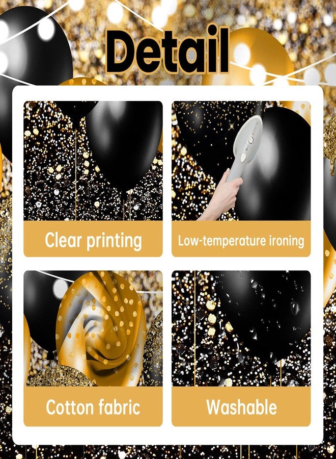 Avezano Black and Gold Glitter Backdrop for Birthday Wedding Prom Graduation Photography Background Party Glitter Gold Black Balloon Party Decorations Photoshoot Photobooth (7x5ft) - Image 2