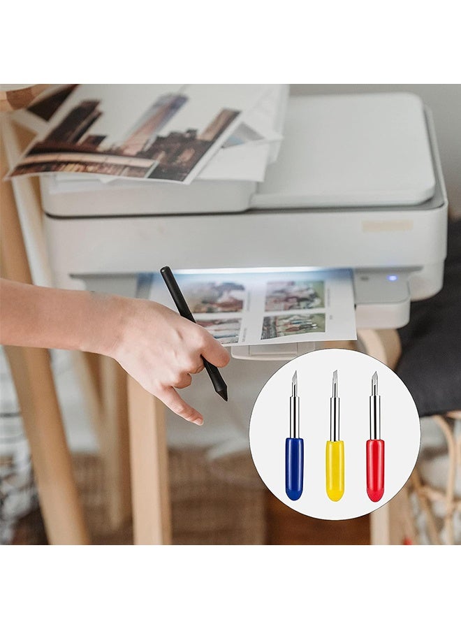 GNAFOTU 40 Pcs Replacement Fine Point Blades, Plotter Blades Deep Cut Blade, Blade Vinyl Cutter Plotter Cutting Blades for Most Plotter, 10Pcs 30 Degree, 20Pcs 45 Degree, 10Pcs 60 Degree, Yellow Red Blue - Image 2