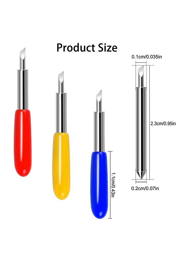 GNAFOTU 40 Pcs Replacement Fine Point Blades, Plotter Blades Deep Cut Blade, Blade Vinyl Cutter Plotter Cutting Blades for Most Plotter, 10Pcs 30 Degree, 20Pcs 45 Degree, 10Pcs 60 Degree, Yellow Red Blue - Image 3