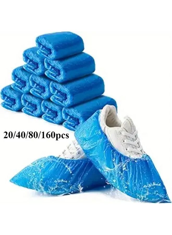 80 Pcs Disposable Shoe Covers Durable Plastic Rainproof Boot Protectors For Indoor Office Travel Hotel Home Cleaning Hygiene Safety Footwear Accessories - Image 1