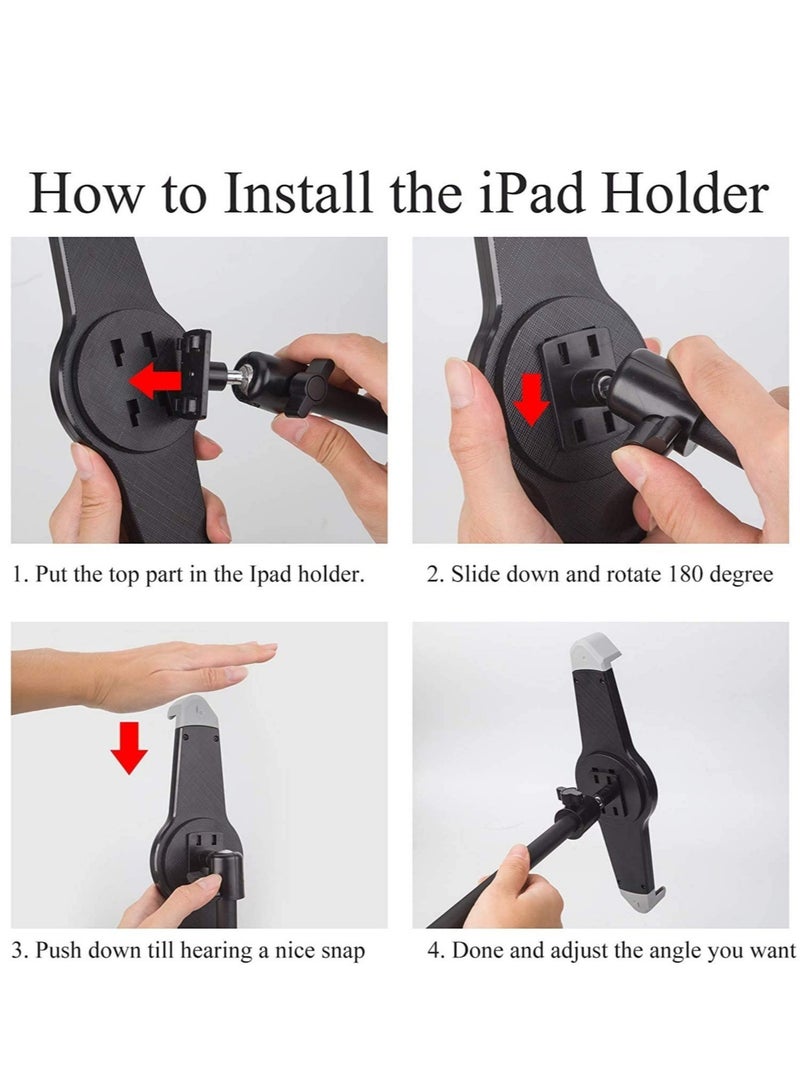 IPad and Mobile Phone Tripod Stand,Height Adjustable 20 to 60 Inch with 360 Degree Rotating Tablet Holder for iPad Air,iPad Pro and More 9.5 to 14.5 Inch Tablets, Coming with Carrying Bag  - Image 3