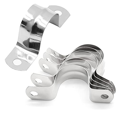Uenhoy 50 Pcs 1" Stainless Steel Rigid Pipe Strap Clamps, M25 Two Hole Strap U Bracket Pipe Clamps Heavy Duty Conduit Clamps U-Shape Clamps for Conduit and Cables - Image 1