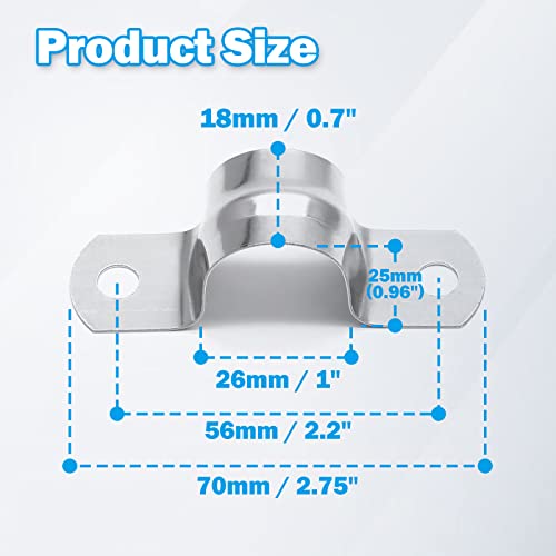 Uenhoy 50 Pcs 1" Stainless Steel Rigid Pipe Strap Clamps, M25 Two Hole Strap U Bracket Pipe Clamps Heavy Duty Conduit Clamps U-Shape Clamps for Conduit and Cables - Image 3
