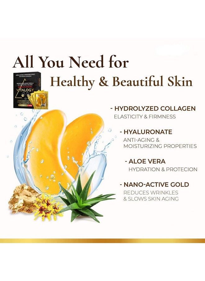 VITALOGY Under Eye Patches For Dark Circles And Wrinkles ; 24K Gold Antiaging Mask Pads For Puffy Eyes & Bags ; Collagen Eye Mask With Natural Extracts & Hyaluronic Acid (Pack Of 10 Pairs)  - Image 3