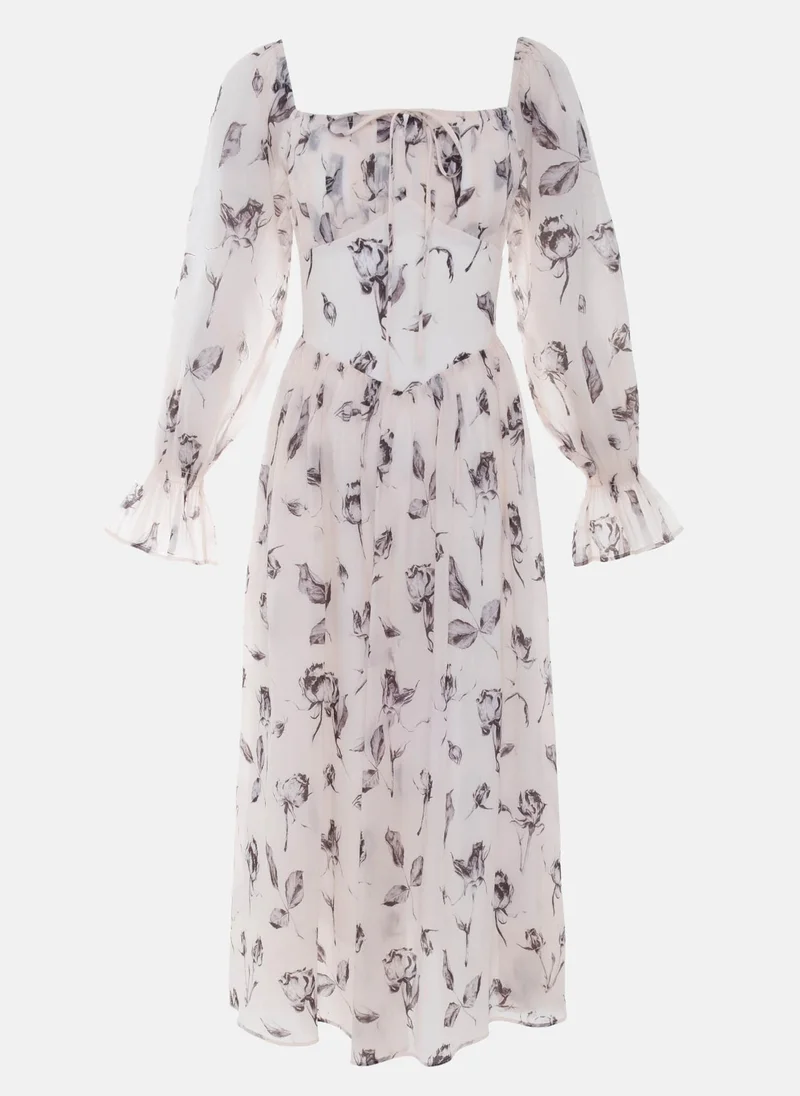 Lichi Lightweight midi dress with tie-up bodice