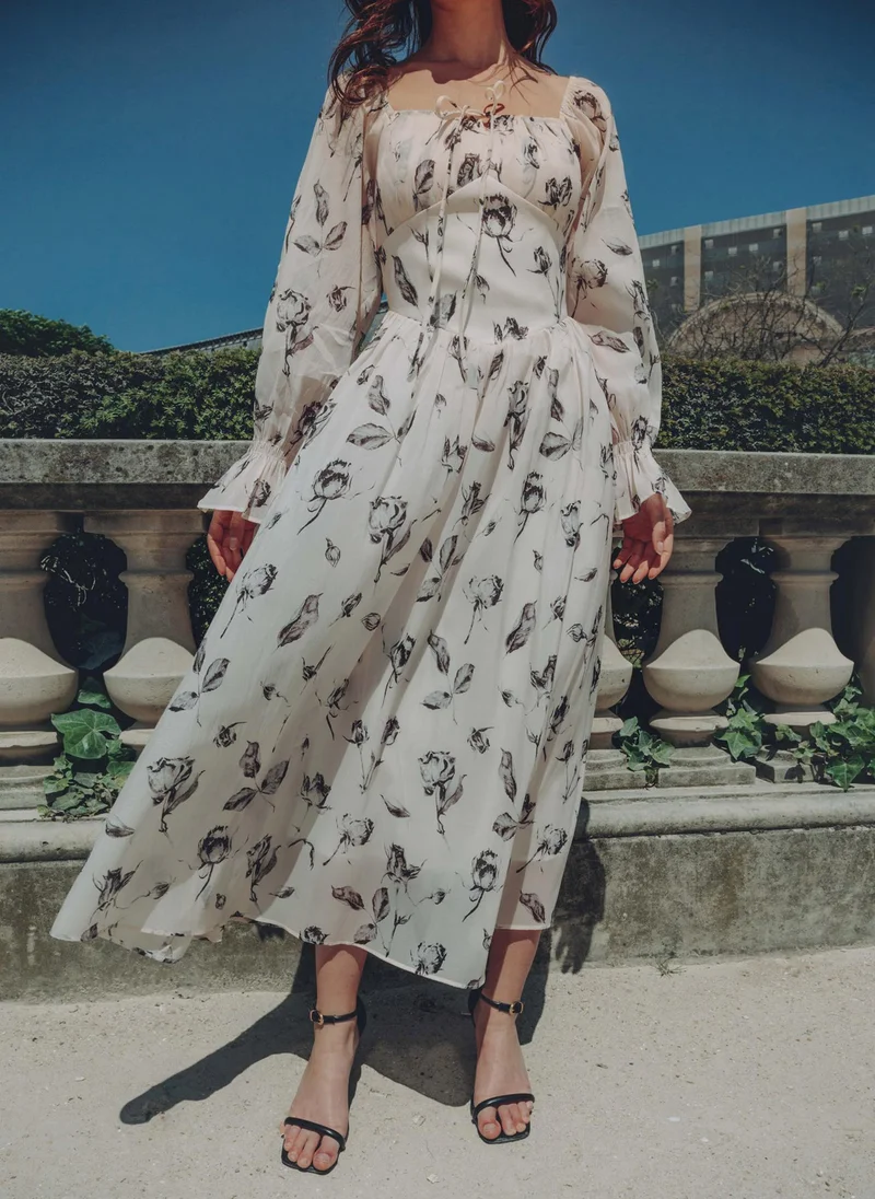 Lichi Lightweight midi dress with tie-up bodice