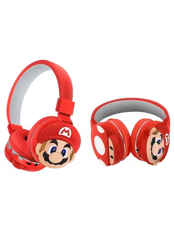 ماريو سماعات رأس لاسلكية ماريو  للأطفال، سماعات رأس بلوتوث لطيفة للأولاد والبنات مع ميكروفون - Image 2