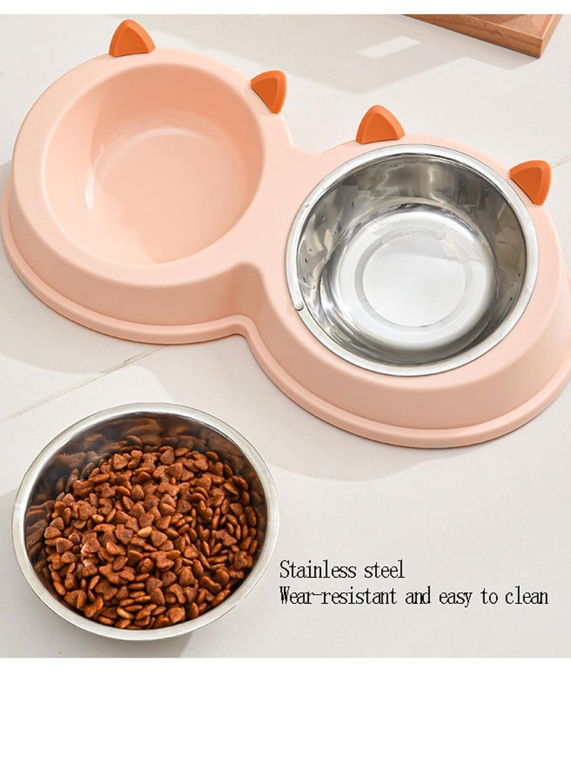 Stainless Steel Double Dog Food And Water Bowls Set With Rubber Base Suitable For Cats And Small Dogs - Image 5
