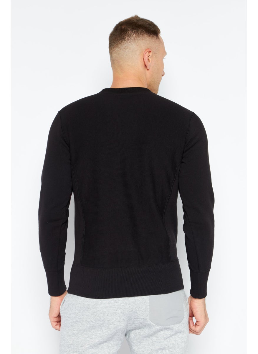 Champion Men Sportswear Fit Long Sleeves Outdoor Sweatshirt, Black  - Image 4