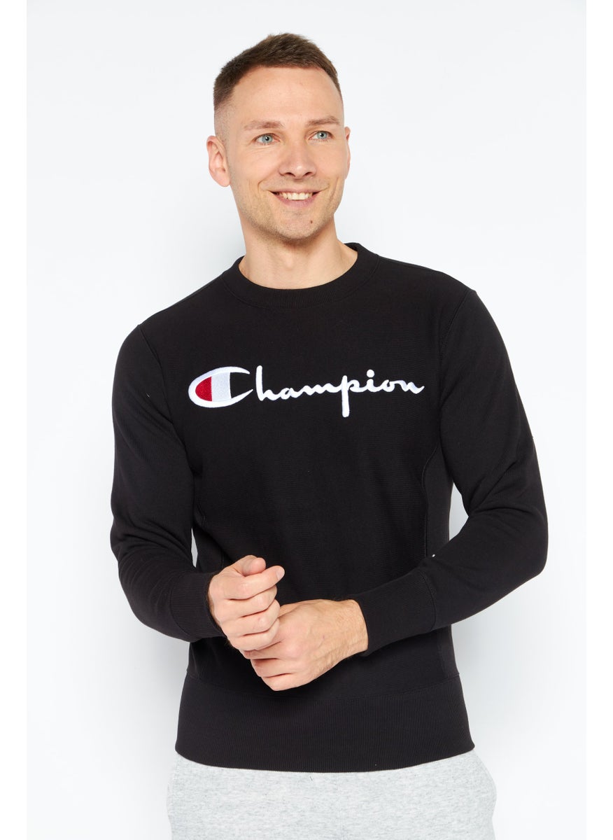 Champion Men Sportswear Fit Long Sleeves Outdoor Sweatshirt, Black  - Image 1