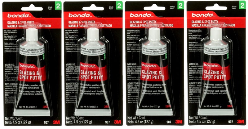 3M Bondo 907 Glazing and Spot Putty – 4.5 oz, Fast-Drying, Non-Staining, Ideal for Automotive Surface Repairs, 4 Pack - Image 1
