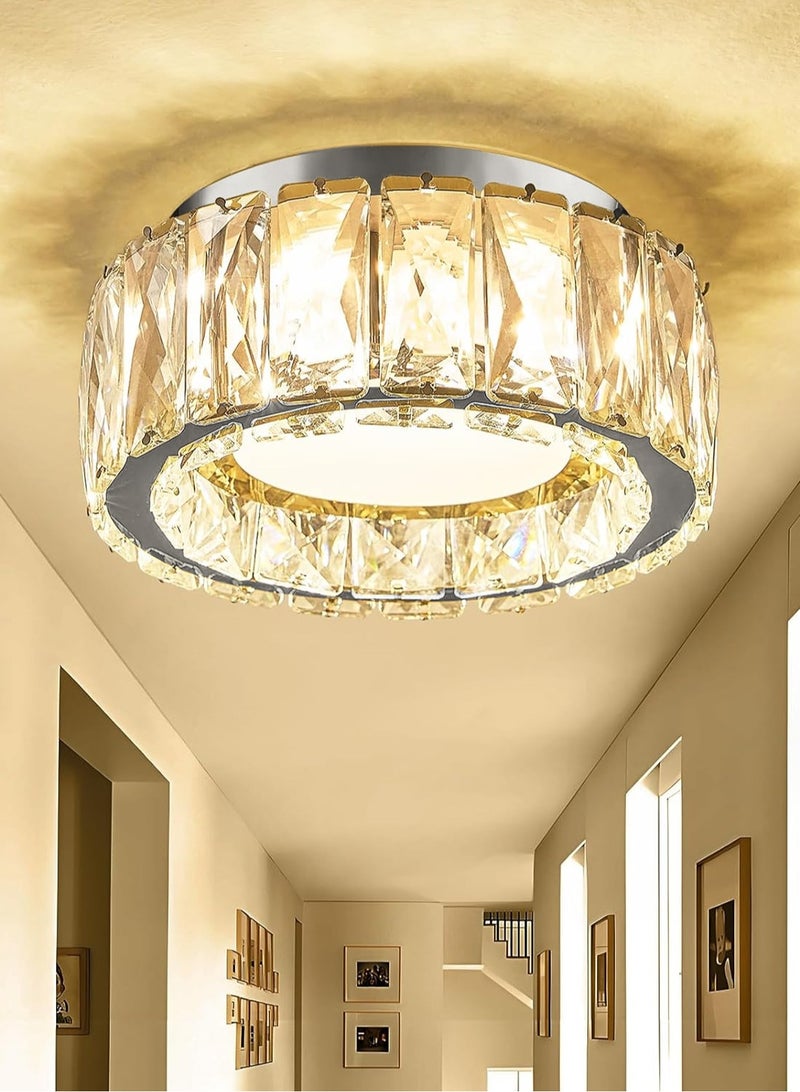 لوبيتيز الحديث قابل للتعديل ضوء الصمام ديلوكس كريستال الذهب جزءا لا يتجزأ من مصباح السقف ، 7.9 بوصة / 20 سم ، 3000K-6000K ثلاثة لون درجة الحرارة ، مصغرة السقف الدائري الثريا ، مناسبة لالممرات والمطابخ والغسيل ، مدخل - Image 1