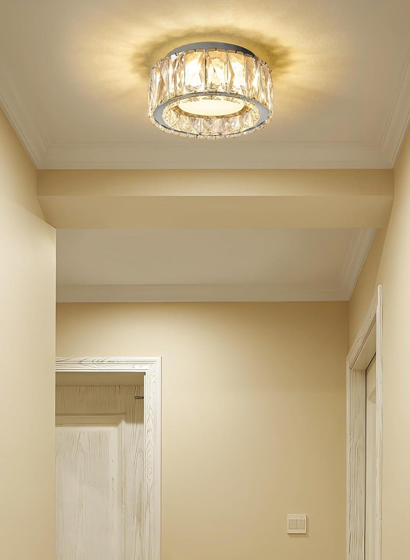 لوبيتيز الحديث قابل للتعديل ضوء الصمام ديلوكس كريستال الذهب جزءا لا يتجزأ من مصباح السقف ، 7.9 بوصة / 20 سم ، 3000K-6000K ثلاثة لون درجة الحرارة ، مصغرة السقف الدائري الثريا ، مناسبة لالممرات والمطابخ والغسيل ، مدخل - Image 2