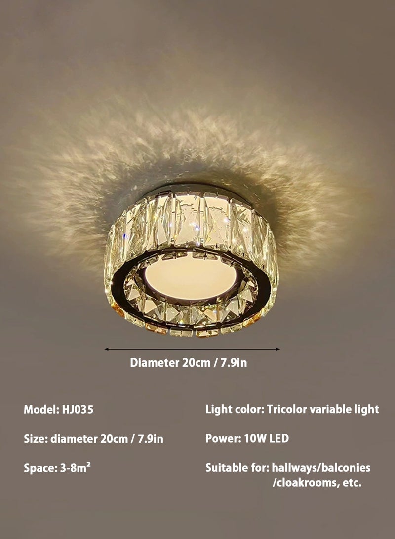 لوبيتيز الحديث قابل للتعديل ضوء الصمام ديلوكس كريستال الذهب جزءا لا يتجزأ من مصباح السقف ، 7.9 بوصة / 20 سم ، 3000K-6000K ثلاثة لون درجة الحرارة ، مصغرة السقف الدائري الثريا ، مناسبة لالممرات والمطابخ والغسيل ، مدخل - Image 3