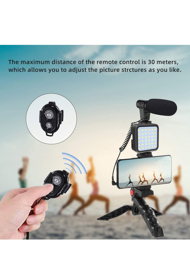 Phone Planet Smartphone Vlogging Tripod Kit with Fill Light, Microphone, Phone Clip For YouTube/Tiktok/Instagram/Fitness Yoga - Image 2