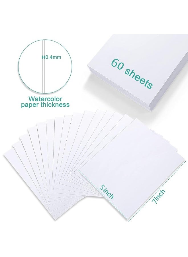 TecUnite 60 Sheets Watercolor Paper White Cold Press Paper Pack for Kid Child Watercolor Drawing Student Artist (5 x 7 Inch) - Image 5