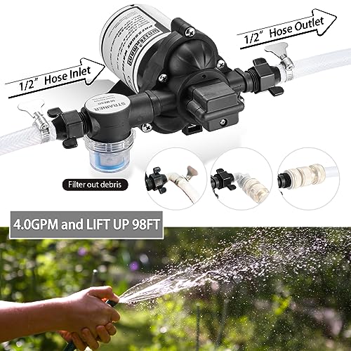 WASSERMANN RV Pump, 12V Self-priming RV Water Pressure Pump 4.0GPM 45PSI with Pressure Switch, for RV Marine Camping Yacht Garden - Image 2