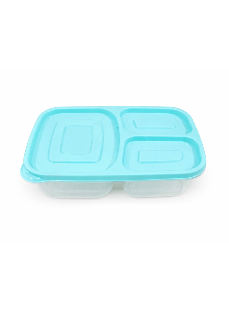 favilla Deep plastic lunch box, 3 compartments, rectangular shape, capacity (2.2 liters), for trips, schools and clubs. Safe for use in the microwave and deep freezer -Multicolour - Image 1