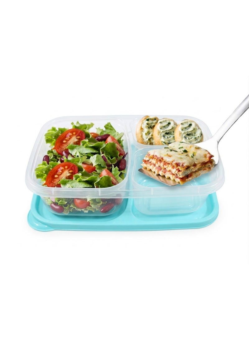 favilla Deep plastic lunch box, 3 compartments, rectangular shape, capacity (2.2 liters), for trips, schools and clubs. Safe for use in the microwave and deep freezer -Multicolour - Image 2