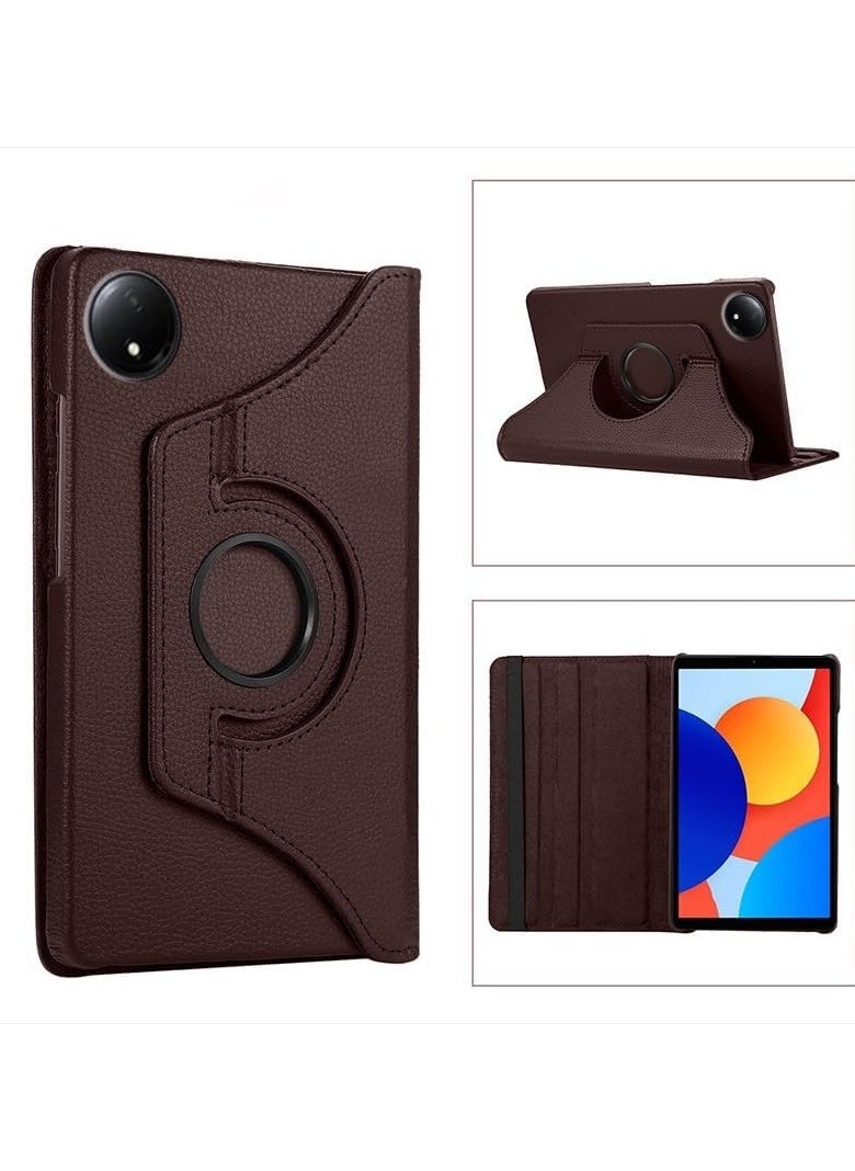 VKL Compatible with Xiaomi Redmi Pad SE 8.7 inch 2024 Tablet Protector Pebbled Rotating 360 Solid Color Protective Case Holster (Brown) 