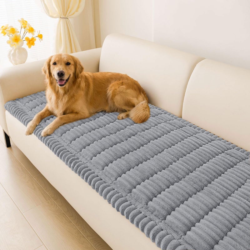 hyha Couch Cover for Dogs Washable, Non Slip Fuzzy Pet Couch Covers for 3 Cushion Sofa Pet Friendly, Thick Soft Sofa Slipcovers Cushion Protector Cat Mat Dog Bed Mats(Grey, 27.6" x 70.9") - Image 1