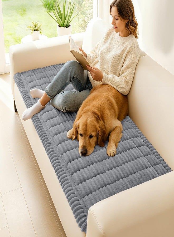 hyha Couch Cover for Dogs Washable, Non Slip Fuzzy Pet Couch Covers for 3 Cushion Sofa Pet Friendly, Thick Soft Sofa Slipcovers Cushion Protector Cat Mat Dog Bed Mats(Grey, 27.6" x 70.9") - Image 2