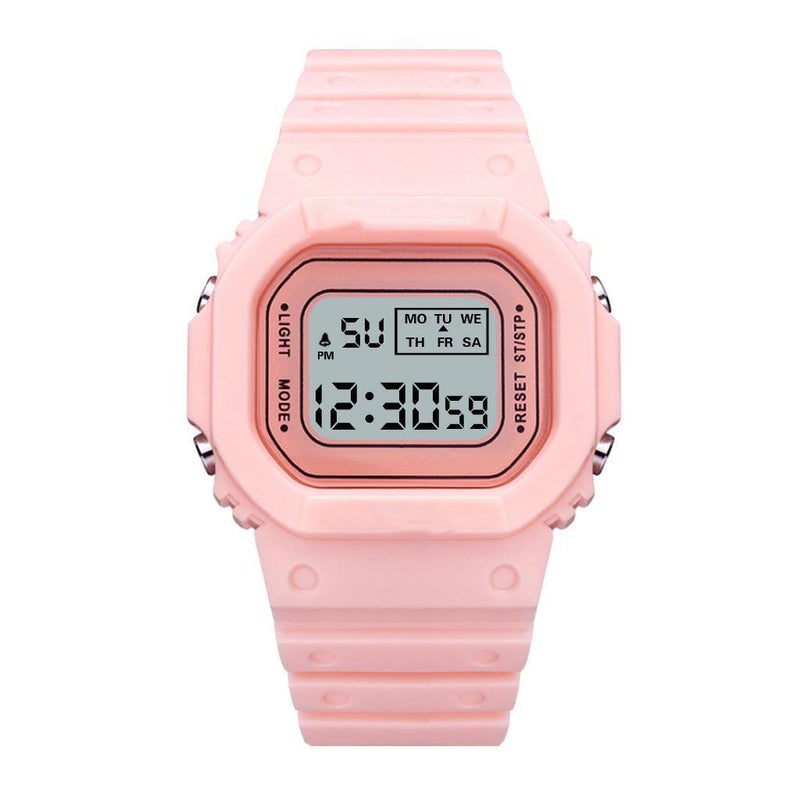 Factory wholesale sppers male and female students unicorn square Matcha green small square transparent electronic watch Pink 