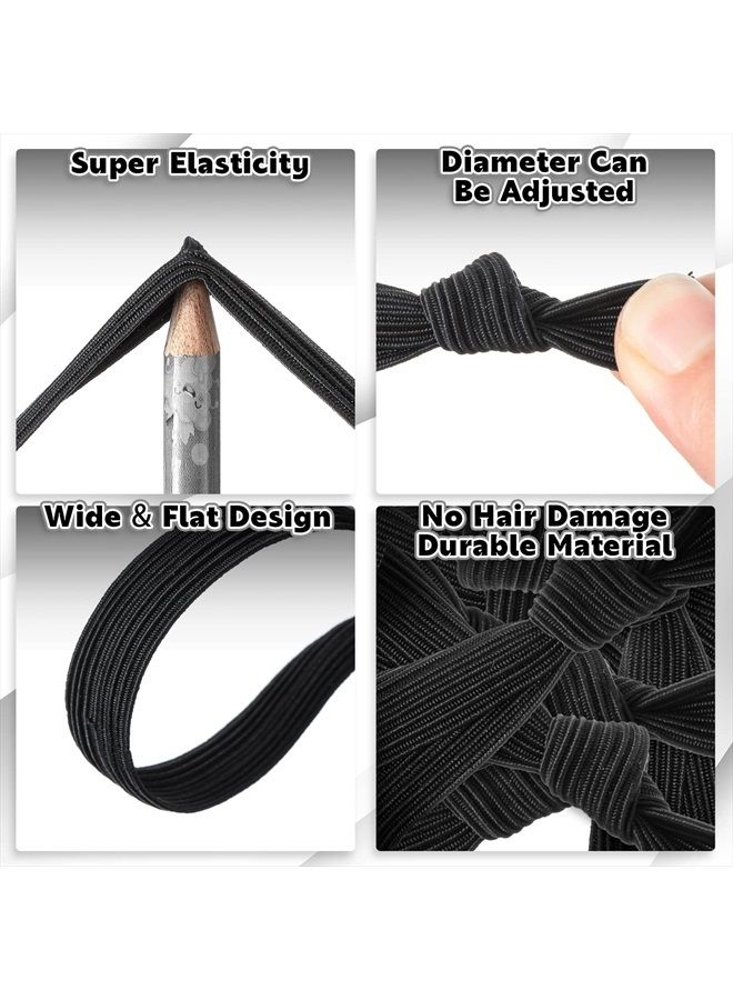 Jexine 36 Pcs Knotted Mens Hair Ties Elastic Flat Man Bun Hair Tie No Crease Breakage Hair Ties for Guys Strong Ponytail Holders for Men Black Man Bun Accessories Hair Bands Men with Thick Long Curly Hair - Image 3