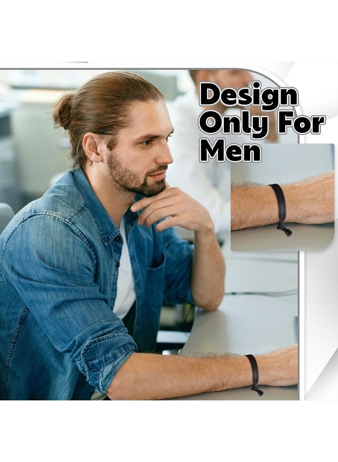 Jexine 36 Pcs Knotted Mens Hair Ties Elastic Flat Man Bun Hair Tie No Crease Breakage Hair Ties for Guys Strong Ponytail Holders for Men Black Man Bun Accessories Hair Bands Men with Thick Long Curly Hair - Image 5