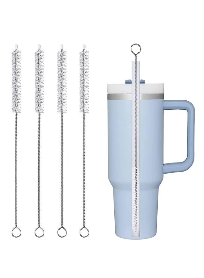 AFUUFA Straw Cleaner Brush Set 4-Pieces of Stainless Steel Nylon Bristles Cleaner Brush for Cleaning Stanley(20oz- 40oz),Reusable Straws, Water Bottles, Coffee Makers,Pet Water Fountain, Trachea Tube - Image 1