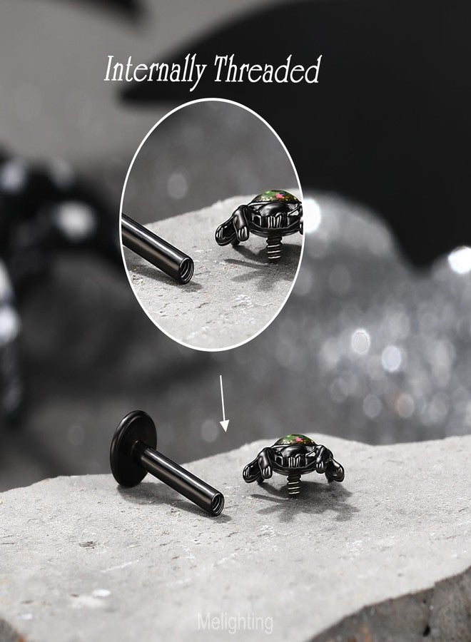 Melighting MeIighting 3PCS 16G Black Helix Earrings, 8 mm Internally Threaded Bat Cartilage Piercing Stainless Steel 316L, Halloween Pumpkin Spider Tragus Flat Back Lobe Stud For Women - Image 4