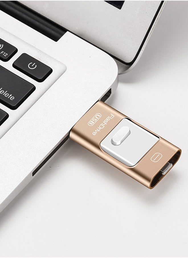 DUNISO - Flash drive, USB 3.0 push pull pen drive ，memory stick, expandable design at both ends, 16GB, suitable for Android，USB and Lightning port - Image 1